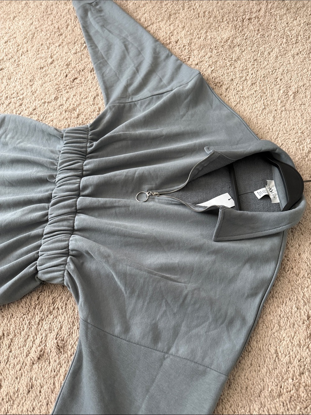 NWT Nordstrom Topshop Zip Collar Cinched Waist Dress Gray NWT Size 8 - Picture 4 of 9